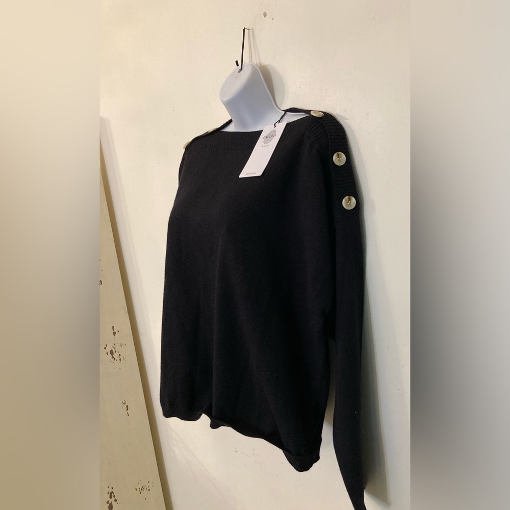 NWT Exlura black cotton linden blend sweater
